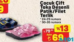 JUNO ÇOCUK ÇİFT TOKA DESENLİ PATİK/FİLET TERLİK